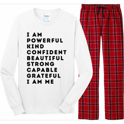 I Am Powerful Kind Confident Beautiful Strong Capable Quote Long Sleeve Pajama Set