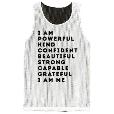 I Am Powerful Kind Confident Beautiful Strong Capable Quote Mesh Reversible Basketball Jersey Tank