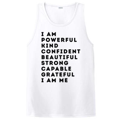 I Am Powerful Kind Confident Beautiful Strong Capable Quote PosiCharge Competitor Tank