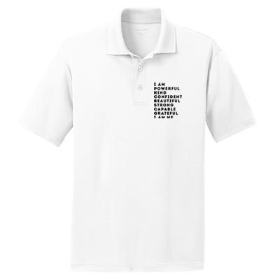 I Am Powerful Kind Confident Beautiful Strong Capable Quote PosiCharge RacerMesh Polo