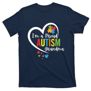 I'm A Proud Grandma Love Heart Autism Awareness Puzzle T-Shirt