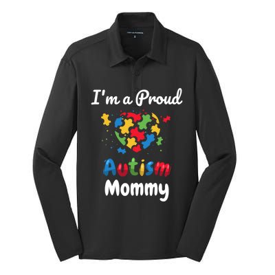 IM A Proud Autism Mommy Mother Mom Heart Gift Silk Touch Performance Long Sleeve Polo