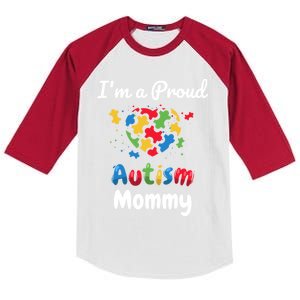 IM A Proud Autism Mommy Mother Mom Heart Gift Kids Colorblock Raglan Jersey