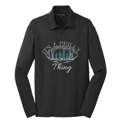 It's A Philly Thing Eagles Football Distressed Retro Silk Touch Performance Long Sleeve Polo