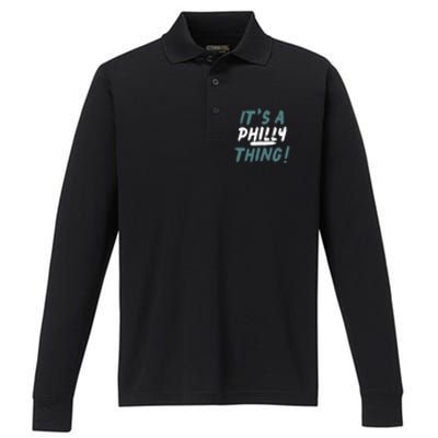 It's A Philly Thing Eagles Football Vintage Performance Long Sleeve Polo