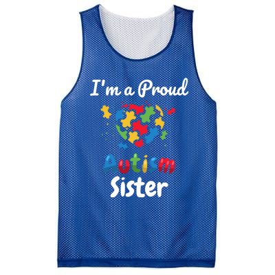 IM A Proud Autism Sister Heart Funny Gift Great Gift Mesh Reversible Basketball Jersey Tank