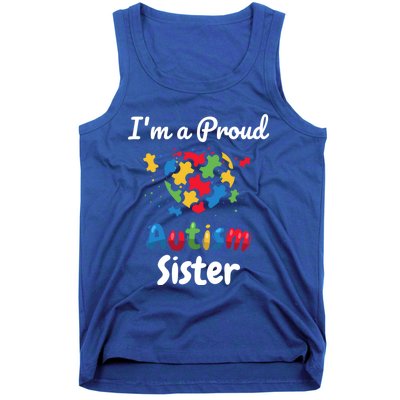 IM A Proud Autism Sister Heart Funny Gift Great Gift Tank Top