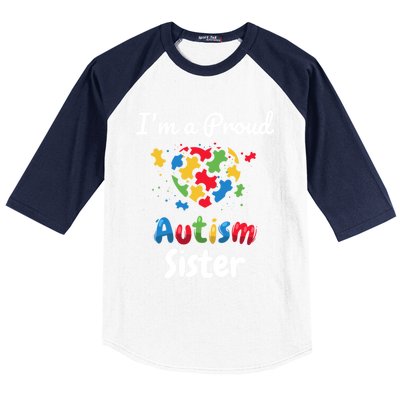 IM A Proud Autism Sister Heart Funny Gift Great Gift Baseball Sleeve Shirt