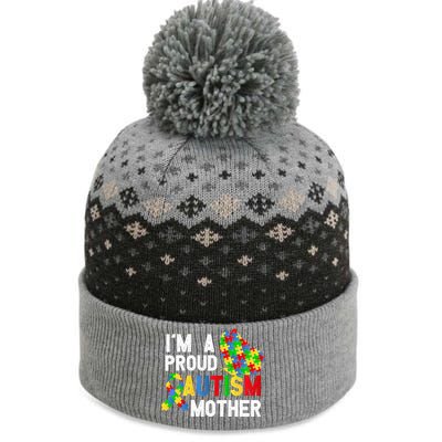 I'am A Proud Autism Mother Of A Warrior Gift The Baniff Cuffed Pom Beanie