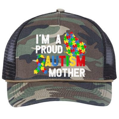 I'am A Proud Autism Mother Of A Warrior Gift Retro Rope Trucker Hat Cap