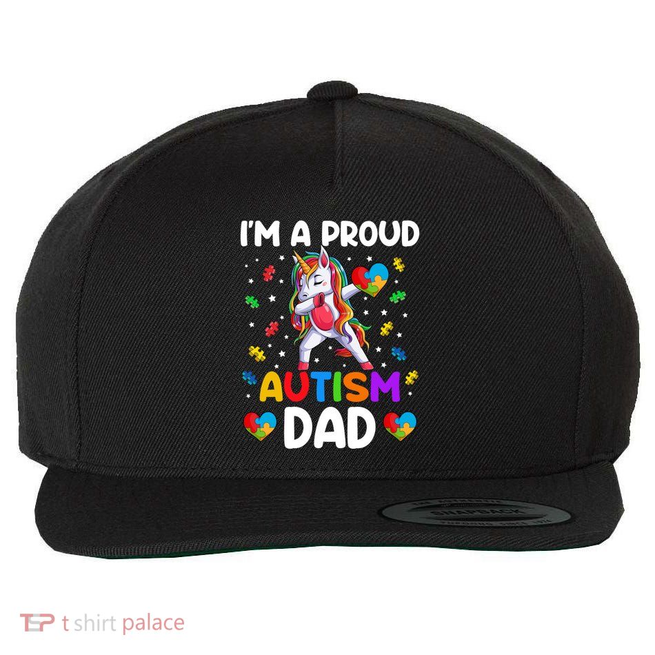 IM A Proud Dad Autism Awareness Dabbing Unicorn Gift Wool Snapback Cap