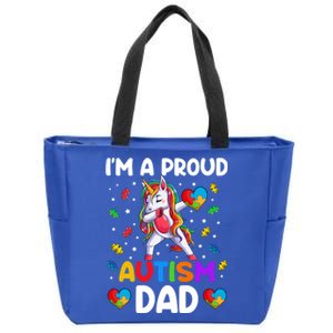 IM A Proud Dad Autism Awareness Dabbing Unicorn Gift Zip Tote Bag