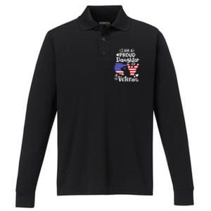 IM A Proud Daughter Of A Veteran FatherS Day Girl Performance Long Sleeve Polo