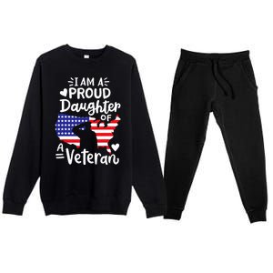 IM A Proud Daughter Of A Veteran FatherS Day Girl Premium Crewneck Sweatsuit Set