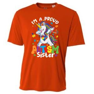 IM A Proud Sister Dabbing Unicorn Autism Awareness Puzzle Gift Cooling Performance Crew T-Shirt