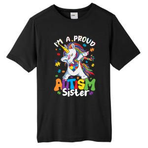 IM A Proud Sister Dabbing Unicorn Autism Awareness Puzzle Gift Tall Fusion ChromaSoft Performance T-Shirt