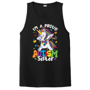 IM A Proud Sister Dabbing Unicorn Autism Awareness Puzzle Gift PosiCharge Competitor Tank