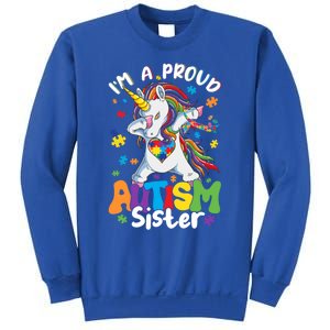 IM A Proud Sister Dabbing Unicorn Autism Awareness Puzzle Gift Sweatshirt