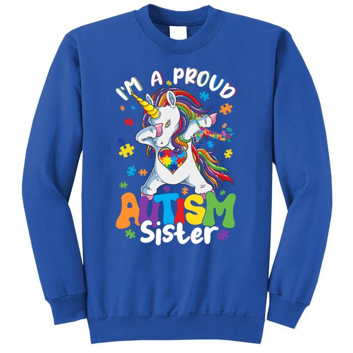 IM A Proud Sister Dabbing Unicorn Autism Awareness Puzzle Gift Sweatshirt