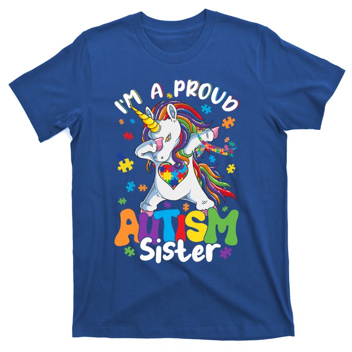 IM A Proud Sister Dabbing Unicorn Autism Awareness Puzzle Gift T-Shirt