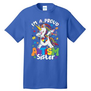 IM A Proud Sister Dabbing Unicorn Autism Awareness Puzzle Gift Tall T-Shirt