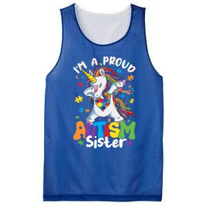 IM A Proud Sister Dabbing Unicorn Autism Awareness Puzzle Gift Mesh Reversible Basketball Jersey Tank