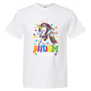 IM A Proud Sister Dabbing Unicorn Autism Awareness Puzzle Gift Garment-Dyed Heavyweight T-Shirt