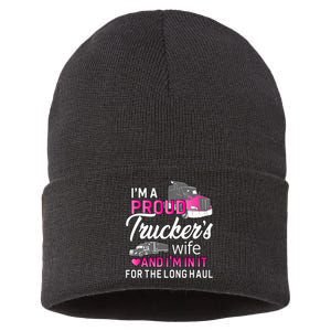 I'm A Proud Trucker's Wife Trucker Wife Truck Driver Wife Sustainable Knit Beanie