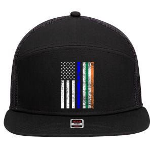 Irish American Police Cop Flag St Patrick's Day Gift 7 Panel Mesh Trucker Snapback Hat