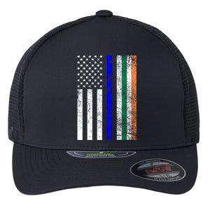 Irish American Police Cop Flag St Patrick's Day Gift Flexfit Unipanel Trucker Cap