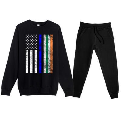 Irish American Police Cop Flag St Patrick's Day Gift Premium Crewneck Sweatsuit Set