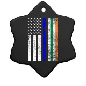 Irish American Police Cop Flag St Patrick's Day Gift Ceramic Star Ornament