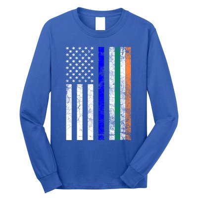 Irish American Police Cop Flag St Patrick's Day Gift Long Sleeve Shirt