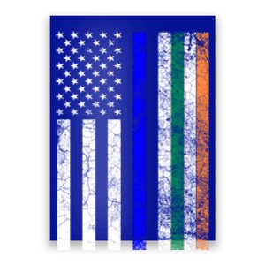 Irish American Police Cop Flag St Patrick's Day Gift Poster