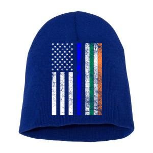 Irish American Police Cop Flag St Patrick's Day Gift Short Acrylic Beanie