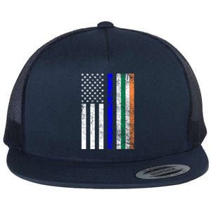 Irish American Police Cop Flag St Patrick's Day Gift Flat Bill Trucker Hat