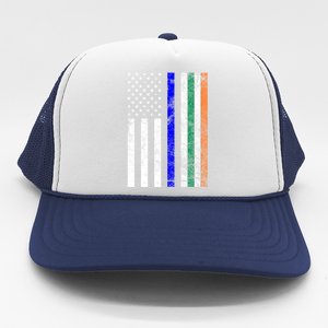 Irish American Police Cop Flag St Patrick's Day Gift Trucker Hat