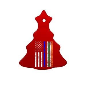 Irish American Police Cop Flag St Patrick's Day Gift Ceramic Tree Ornament