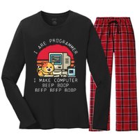 I Are Programmer Cat Women's Long Sleeve Flannel Pajama Set 