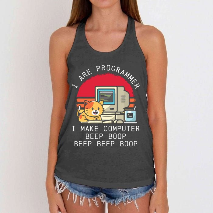 I Are Programmer Cat Women's Knotted Racerback Tank