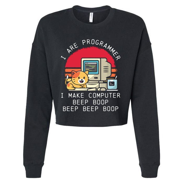 I Are Programmer Cat Cropped Pullover Crew