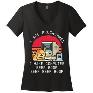 I Are Programmer Cat Women's V-Neck T-Shirt