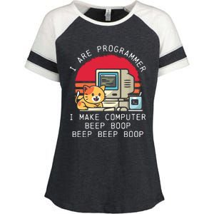 I Are Programmer Cat Enza Ladies Jersey Colorblock Tee