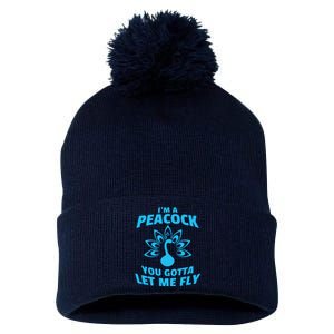 I'm A Peacock You Gotta Let Me Fly Pom Pom 12in Knit Beanie