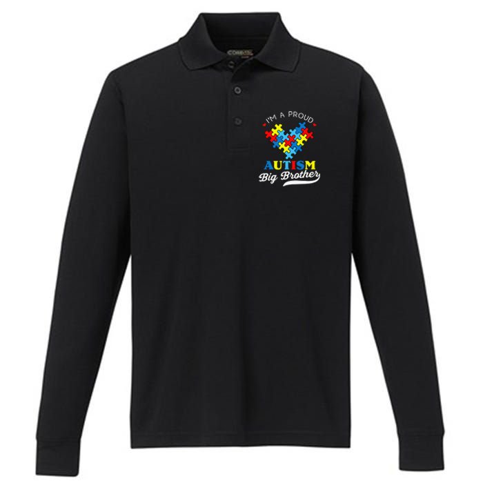 I'm A Proud Big Brother Autism Awareness Autistic Siblings Performance Long Sleeve Polo