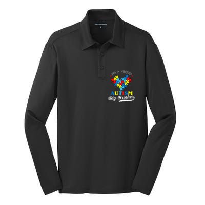 I'm A Proud Big Brother Autism Awareness Autistic Siblings Silk Touch Performance Long Sleeve Polo