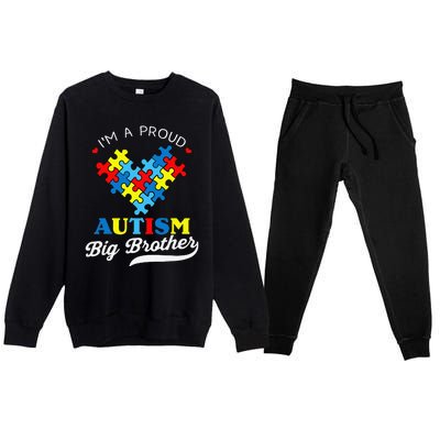 I'm A Proud Big Brother Autism Awareness Autistic Siblings Premium Crewneck Sweatsuit Set