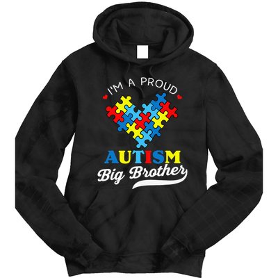 I'm A Proud Big Brother Autism Awareness Autistic Siblings Tie Dye Hoodie