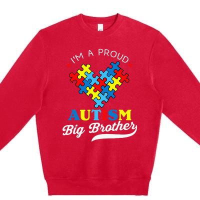 I'm A Proud Big Brother Autism Awareness Autistic Siblings Premium Crewneck Sweatshirt