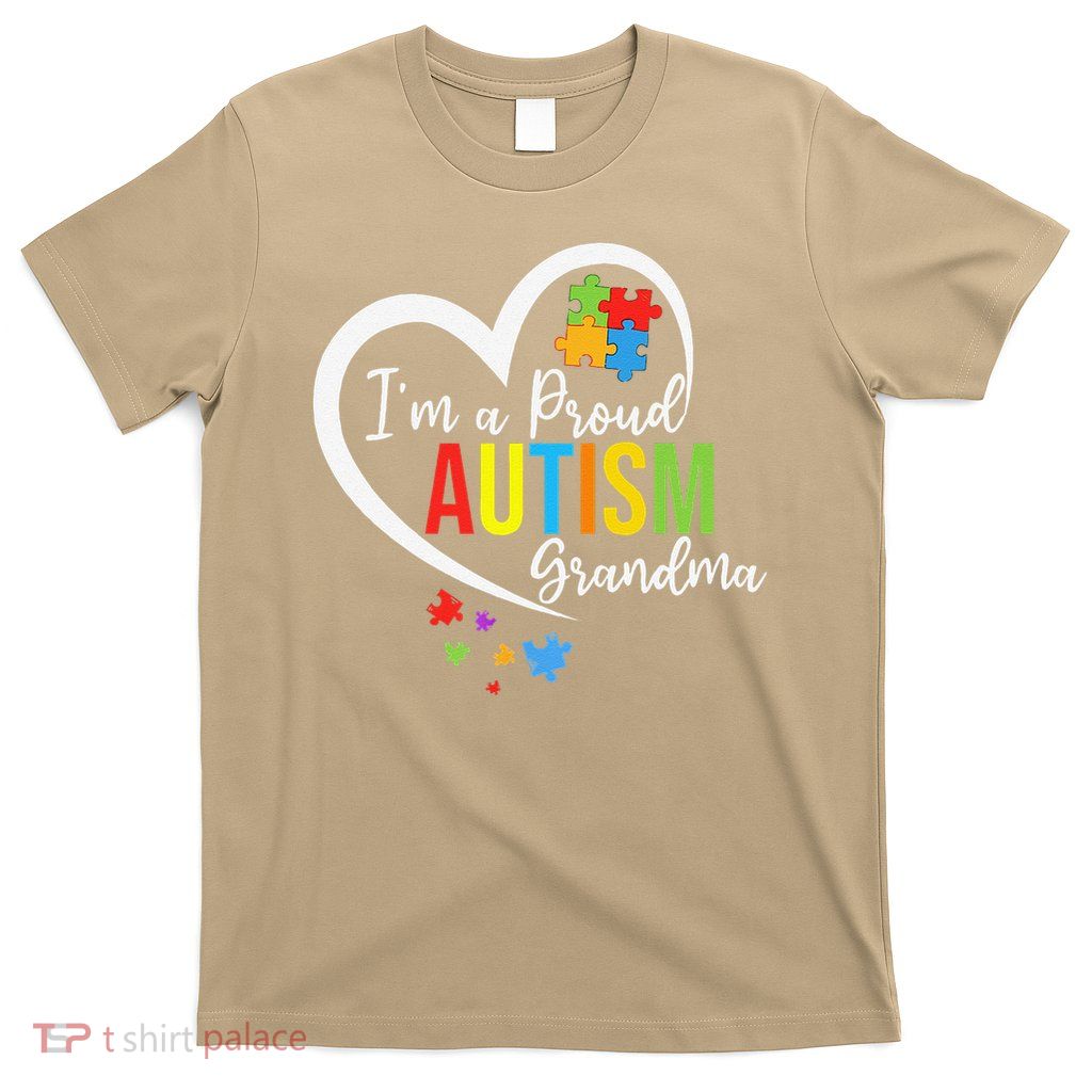 Im A Proud Grandma Love Heart Autism Awareness Puzzle T-Shirt